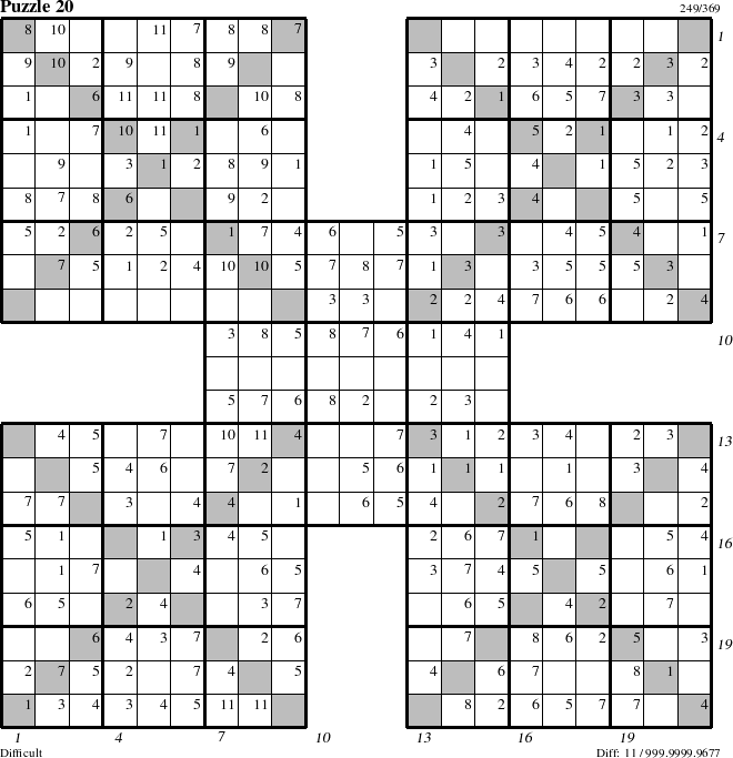 Step-by-Step Instructions for Puzzle 20 with all 11 steps marked