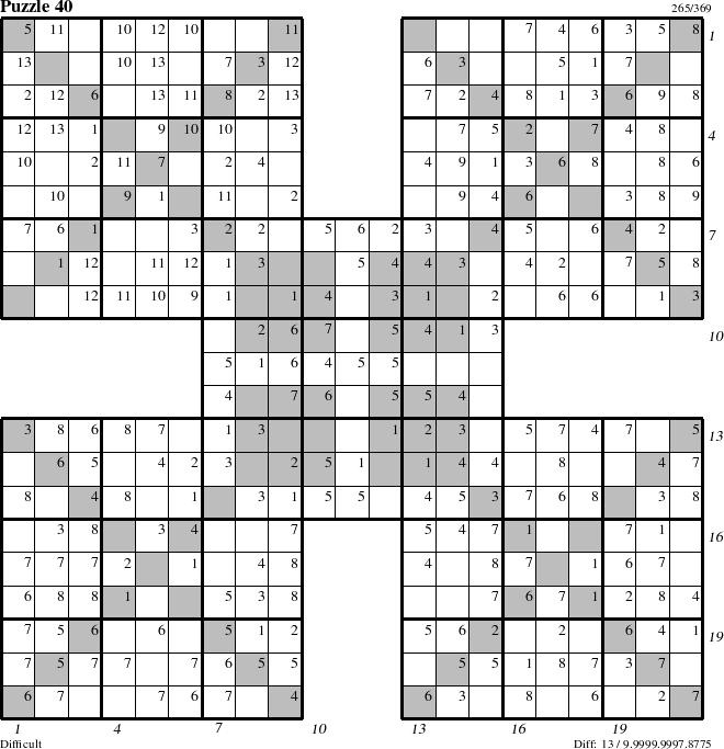 Step-by-Step Instructions for Puzzle 40 with all 13 steps marked