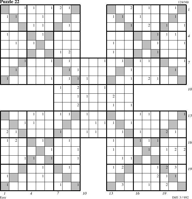 Step-by-Step Instructions for Puzzle 22 with all 3 steps marked