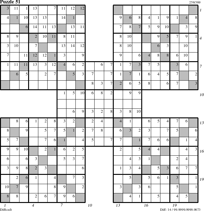 Step-by-Step Instructions for Puzzle 51 with all 14 steps marked