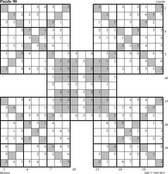 Step-by-Step Instructions for Puzzle 90 with all 7 steps marked