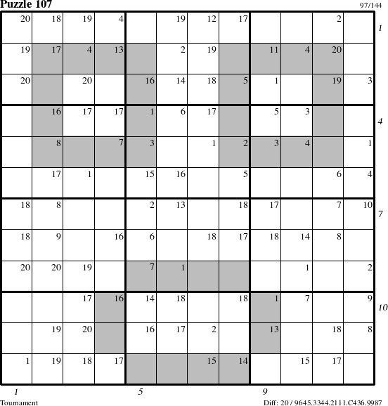 Step-by-Step Instructions for Puzzle 107 with all 20 steps marked