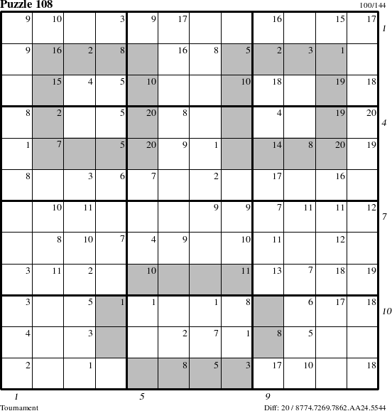 Step-by-Step Instructions for Puzzle 108 with all 20 steps marked