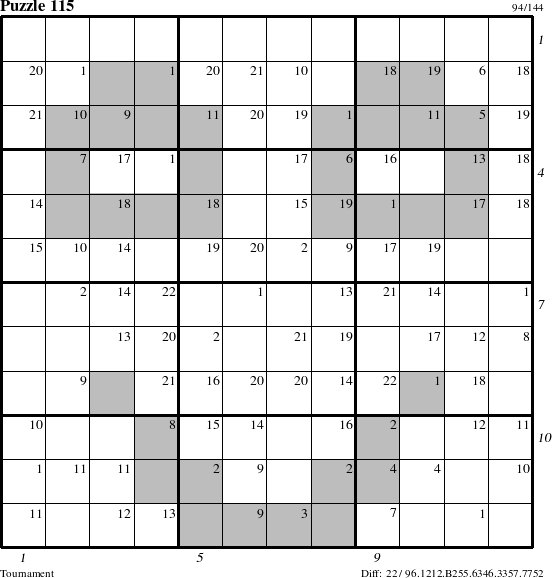 Step-by-Step Instructions for Puzzle 115 with all 22 steps marked