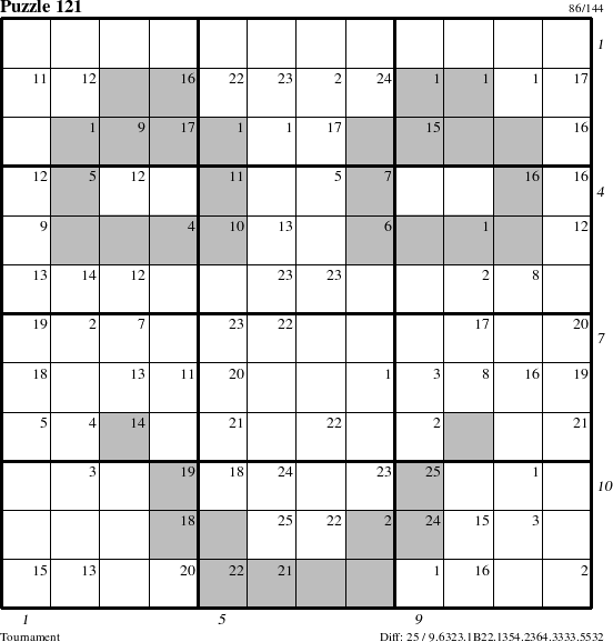 Step-by-Step Instructions for Puzzle 121 with all 25 steps marked