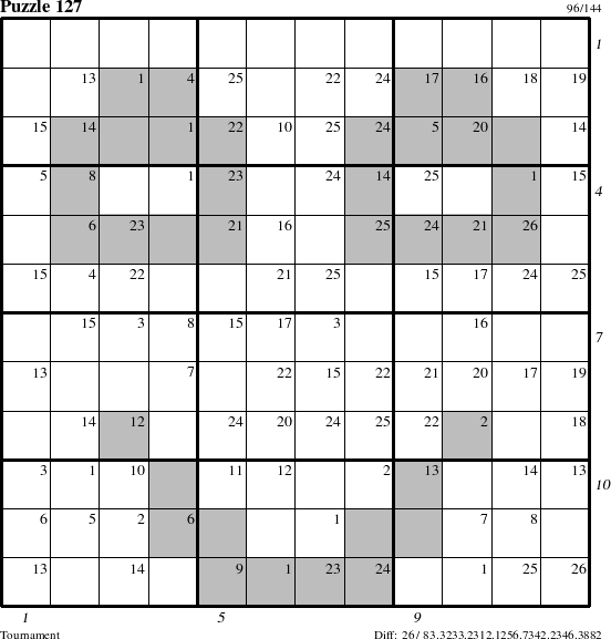 Step-by-Step Instructions for Puzzle 127 with all 26 steps marked