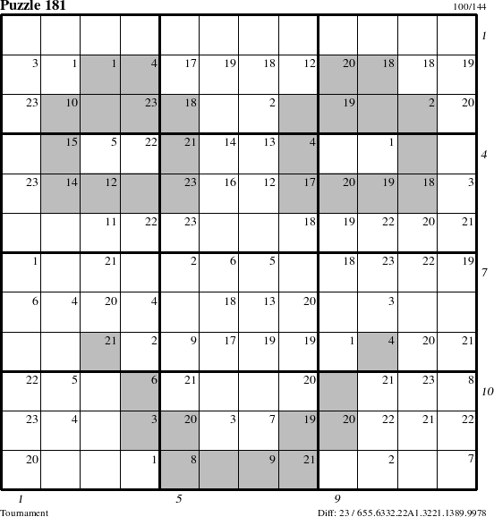 Step-by-Step Instructions for Puzzle 181 with all 23 steps marked