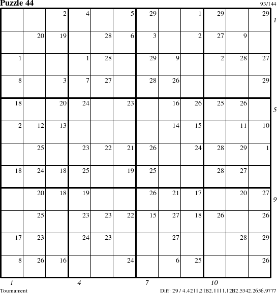 Step-by-Step Instructions for Puzzle 44 with all 29 steps marked