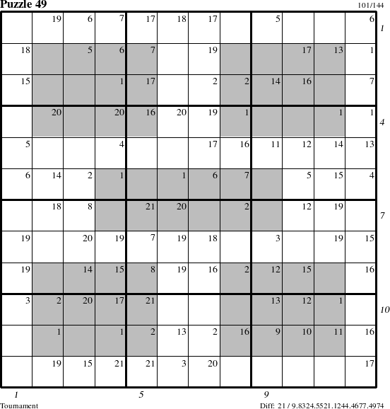 Step-by-Step Instructions for Puzzle 49 with all 21 steps marked