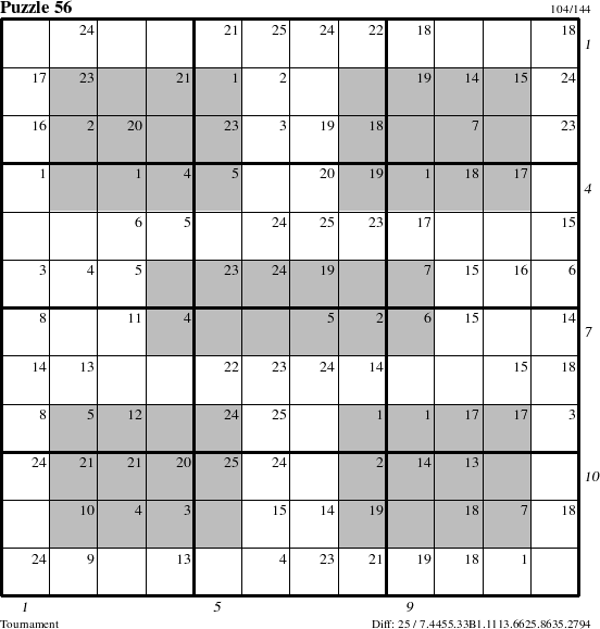 Step-by-Step Instructions for Puzzle 56 with all 25 steps marked