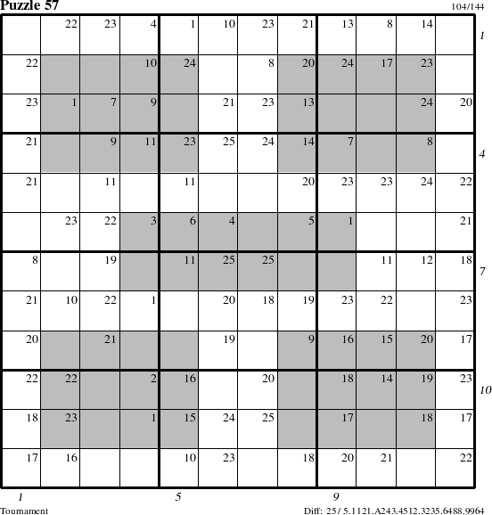 Step-by-Step Instructions for Puzzle 57 with all 25 steps marked