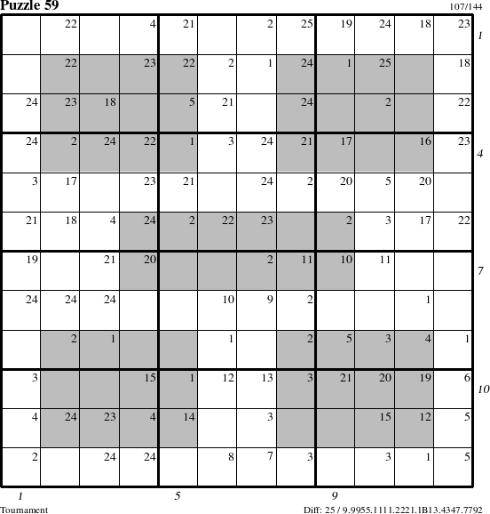 Step-by-Step Instructions for Puzzle 59 with all 25 steps marked