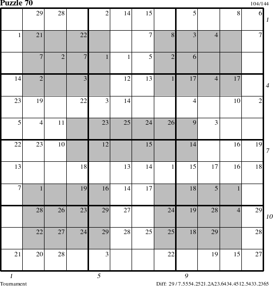 Step-by-Step Instructions for Puzzle 70 with all 29 steps marked