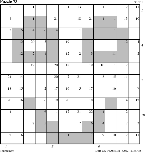 Step-by-Step Instructions for Puzzle 73 with all 22 steps marked