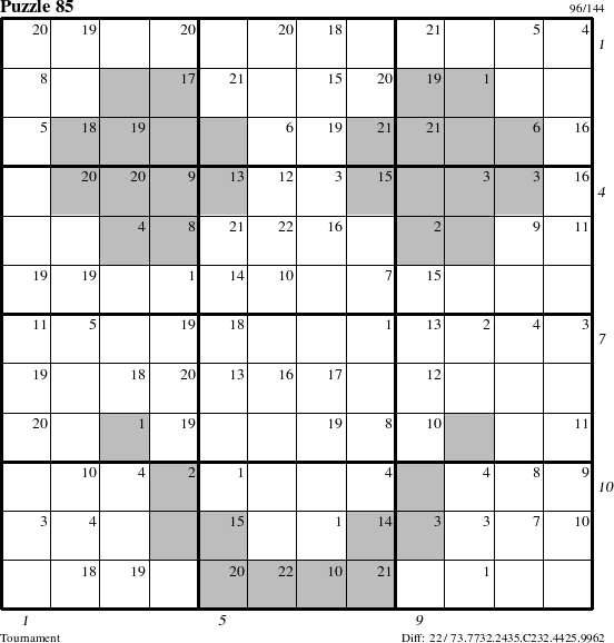 Step-by-Step Instructions for Puzzle 85 with all 22 steps marked