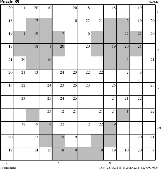 Step-by-Step Instructions for Puzzle 89 with all 25 steps marked