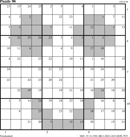 Step-by-Step Instructions for Puzzle 90 with all 25 steps marked