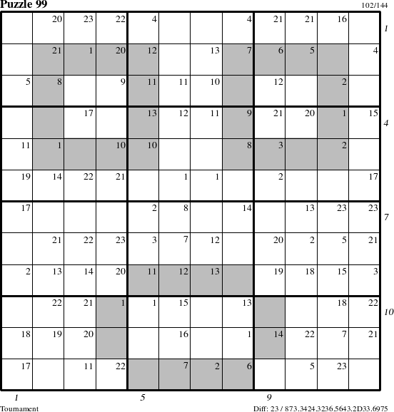 Step-by-Step Instructions for Puzzle 99 with all 23 steps marked