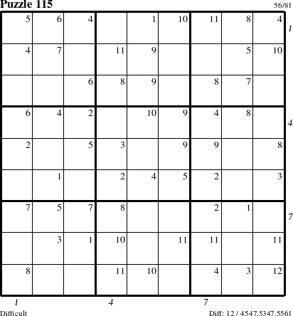 Step-by-Step Instructions for Puzzle 115 with all 12 steps marked