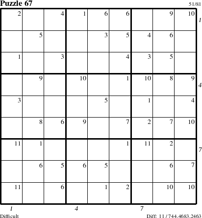 Step-by-Step Instructions for Puzzle 67 with all 11 steps marked