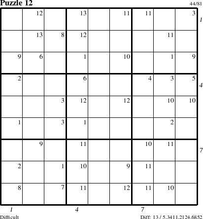 Step-by-Step Instructions for Puzzle 12 with all 13 steps marked