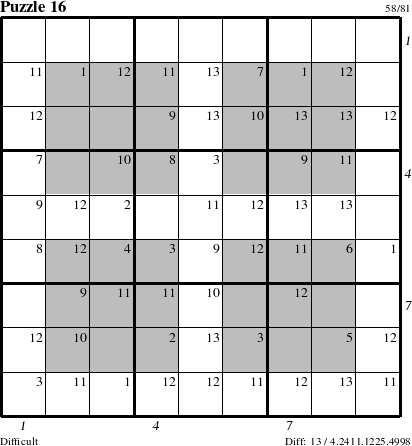 Step-by-Step Instructions for Puzzle 16 with all 13 steps marked