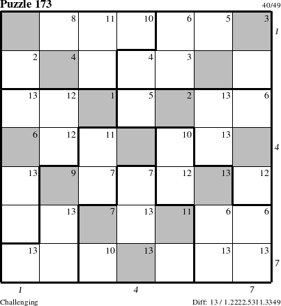 Step-by-Step Instructions for Puzzle 173 with all 13 steps marked