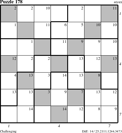 Step-by-Step Instructions for Puzzle 178 with all 14 steps marked