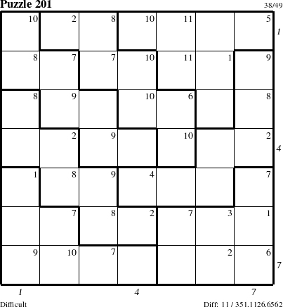 Step-by-Step Instructions for Puzzle 201 with all 11 steps marked