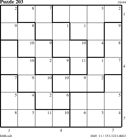 Step-by-Step Instructions for Puzzle 203 with all 11 steps marked