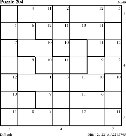 Step-by-Step Instructions for Puzzle 204 with all 12 steps marked