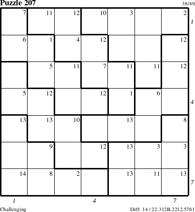 Step-by-Step Instructions for Puzzle 207 with all 14 steps marked