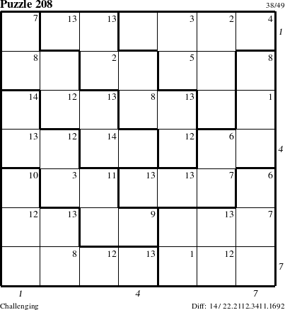 Step-by-Step Instructions for Puzzle 208 with all 14 steps marked