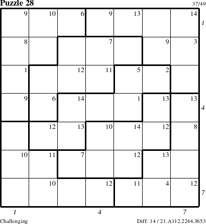 Step-by-Step Instructions for Puzzle 28 with all 14 steps marked