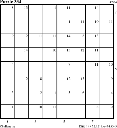 Step-by-Step Instructions for Puzzle 334 with all 14 steps marked