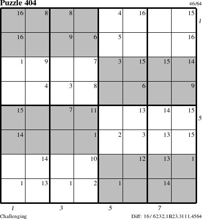 Step-by-Step Instructions for Puzzle 404 with all 16 steps marked