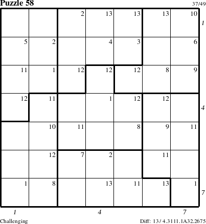 Step-by-Step Instructions for Puzzle 58 with all 13 steps marked