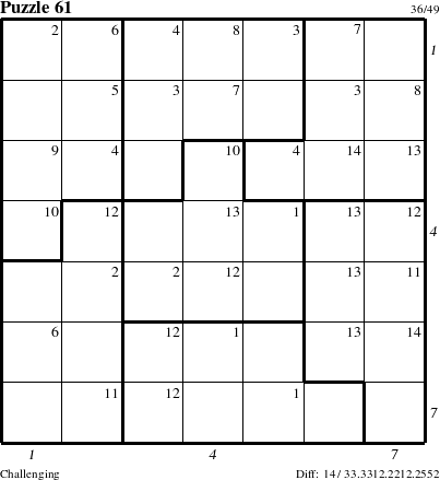 Step-by-Step Instructions for Puzzle 61 with all 14 steps marked