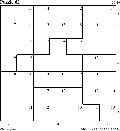 Step-by-Step Instructions for Puzzle 62 with all 14 steps marked