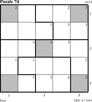 Step-by-Step Instructions for Puzzle 74 with all 4 steps marked