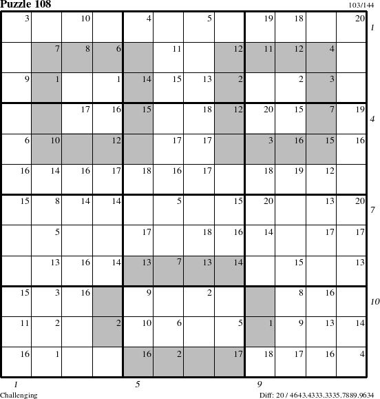 Step-by-Step Instructions for Puzzle 108 with all 20 steps marked