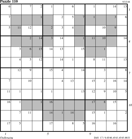 Step-by-Step Instructions for Puzzle 110 with all 17 steps marked