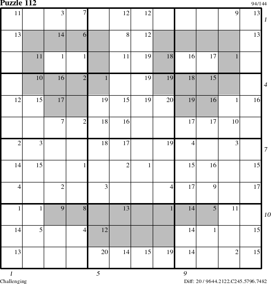 Step-by-Step Instructions for Puzzle 112 with all 20 steps marked