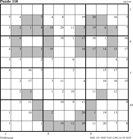 Step-by-Step Instructions for Puzzle 118 with all 20 steps marked