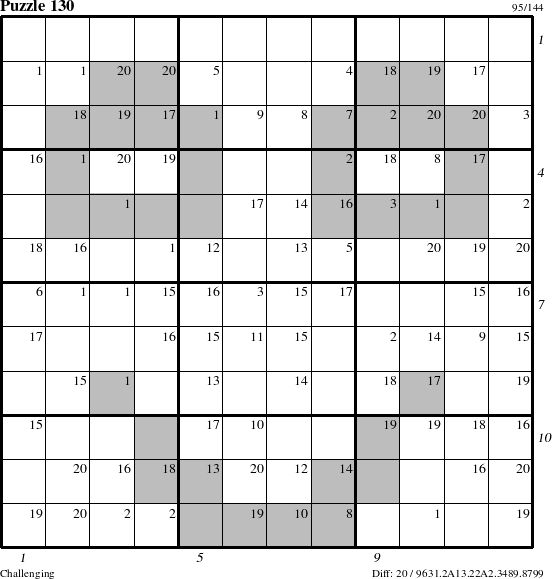 Step-by-Step Instructions for Puzzle 130 with all 20 steps marked