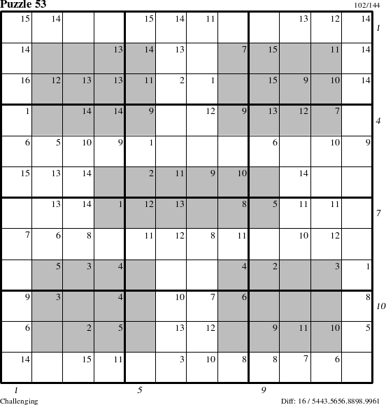 Step-by-Step Instructions for Puzzle 53 with all 16 steps marked