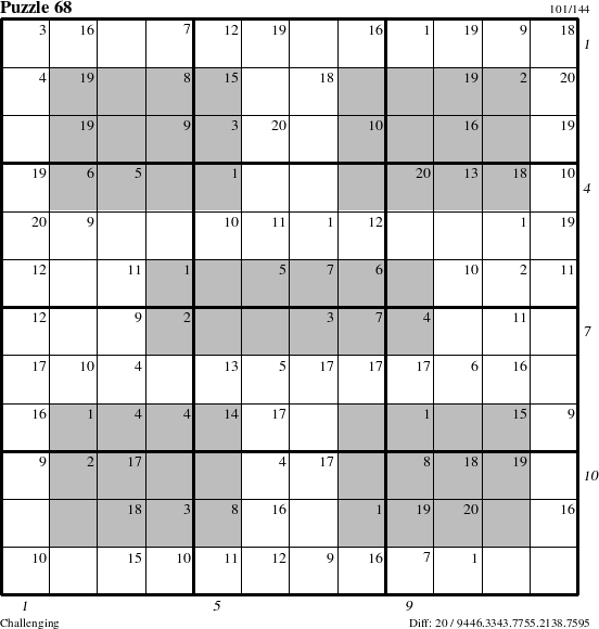 Step-by-Step Instructions for Puzzle 68 with all 20 steps marked