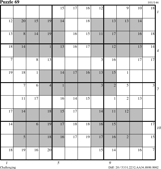 Step-by-Step Instructions for Puzzle 69 with all 20 steps marked