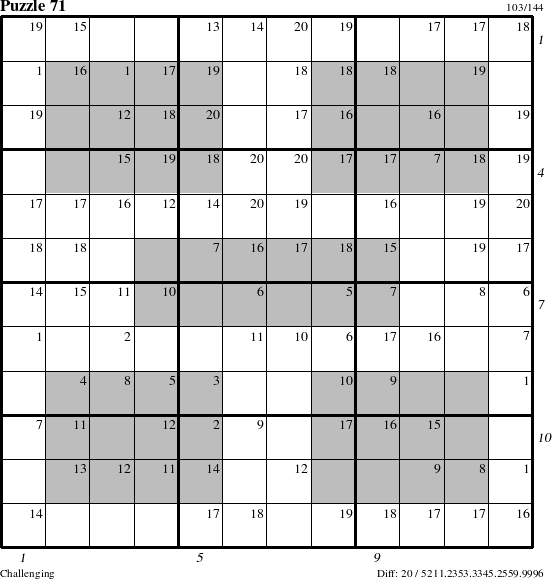 Step-by-Step Instructions for Puzzle 71 with all 20 steps marked