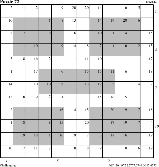 Step-by-Step Instructions for Puzzle 72 with all 20 steps marked